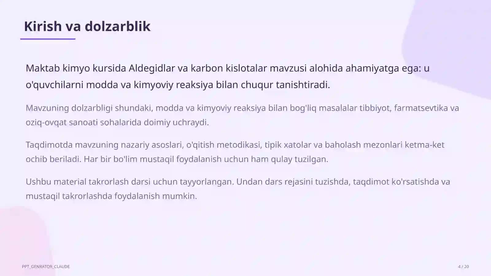 Aldegidlar va karbon kislotalar (10-sinf) 4