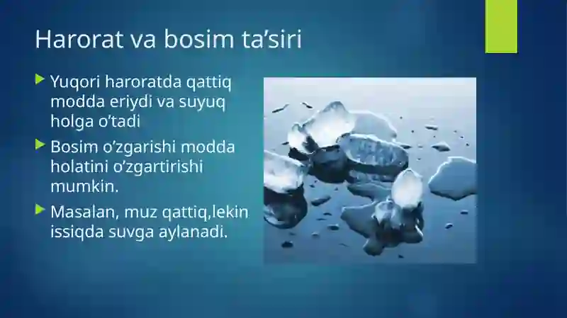 Moddalarning qattiq suyuq holatlarini o’rganish 4