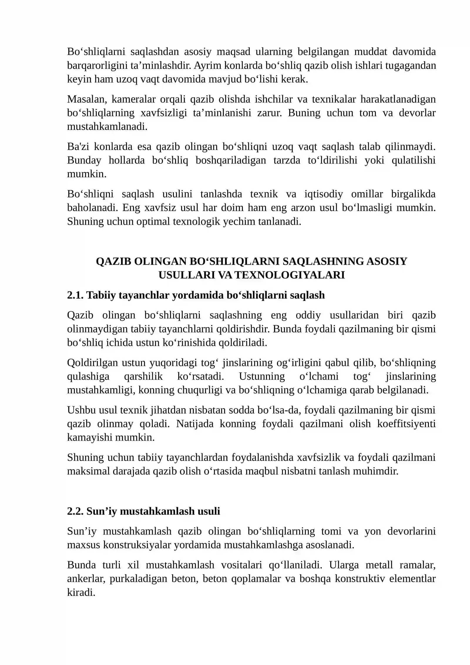 Yer osti konlarida qazib olingan bo‘shliqlarni saqlash usullari 4