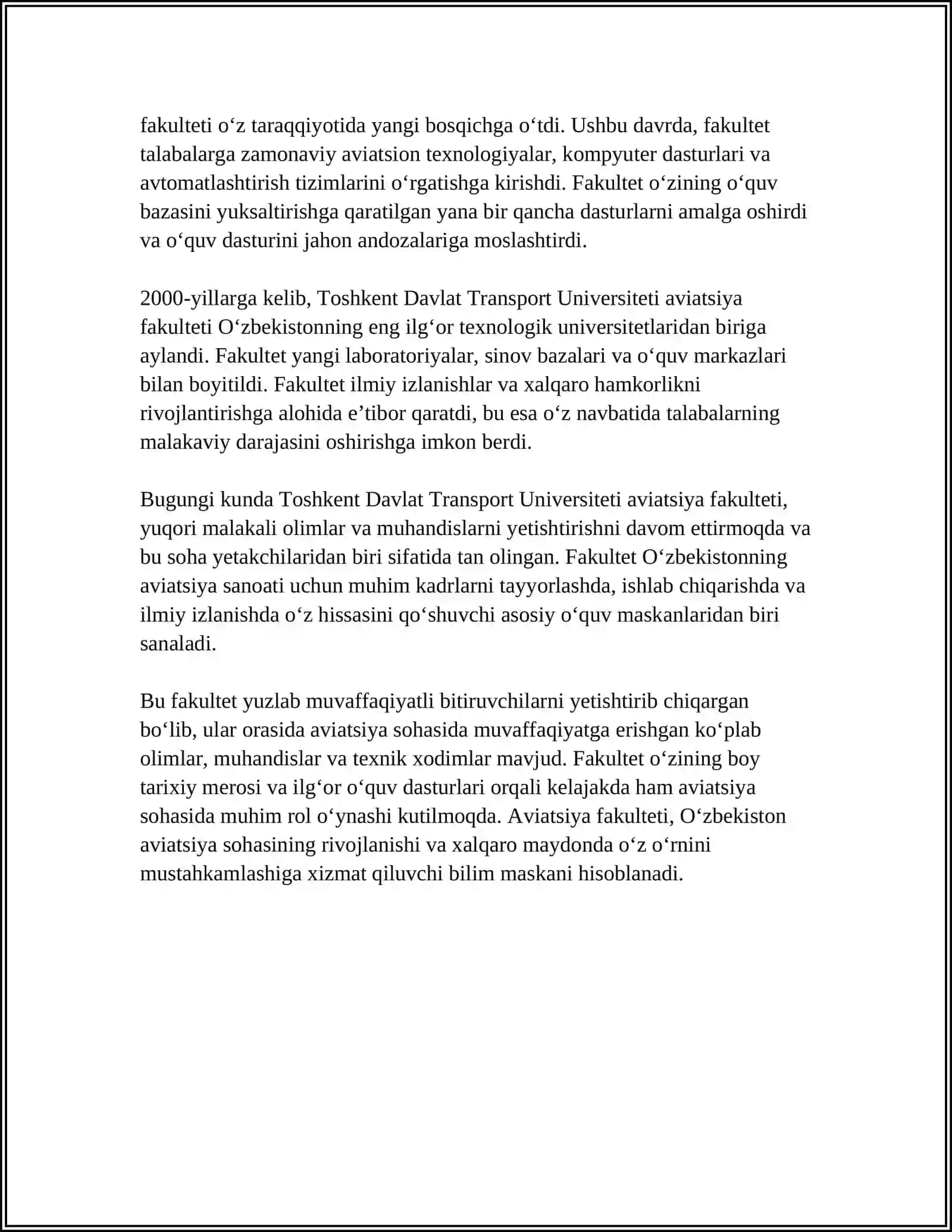 Toshkent Davlat Transport Universiteti Aviatsiya Fakulteti Tarixi 4