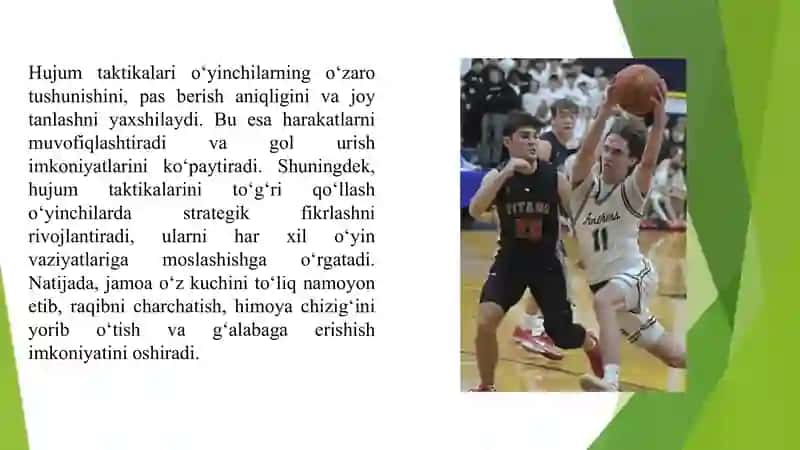 Basketbol hujum taktikasiga o‘rgatish, yakka taktik harakatlarga o‘rgatish 4