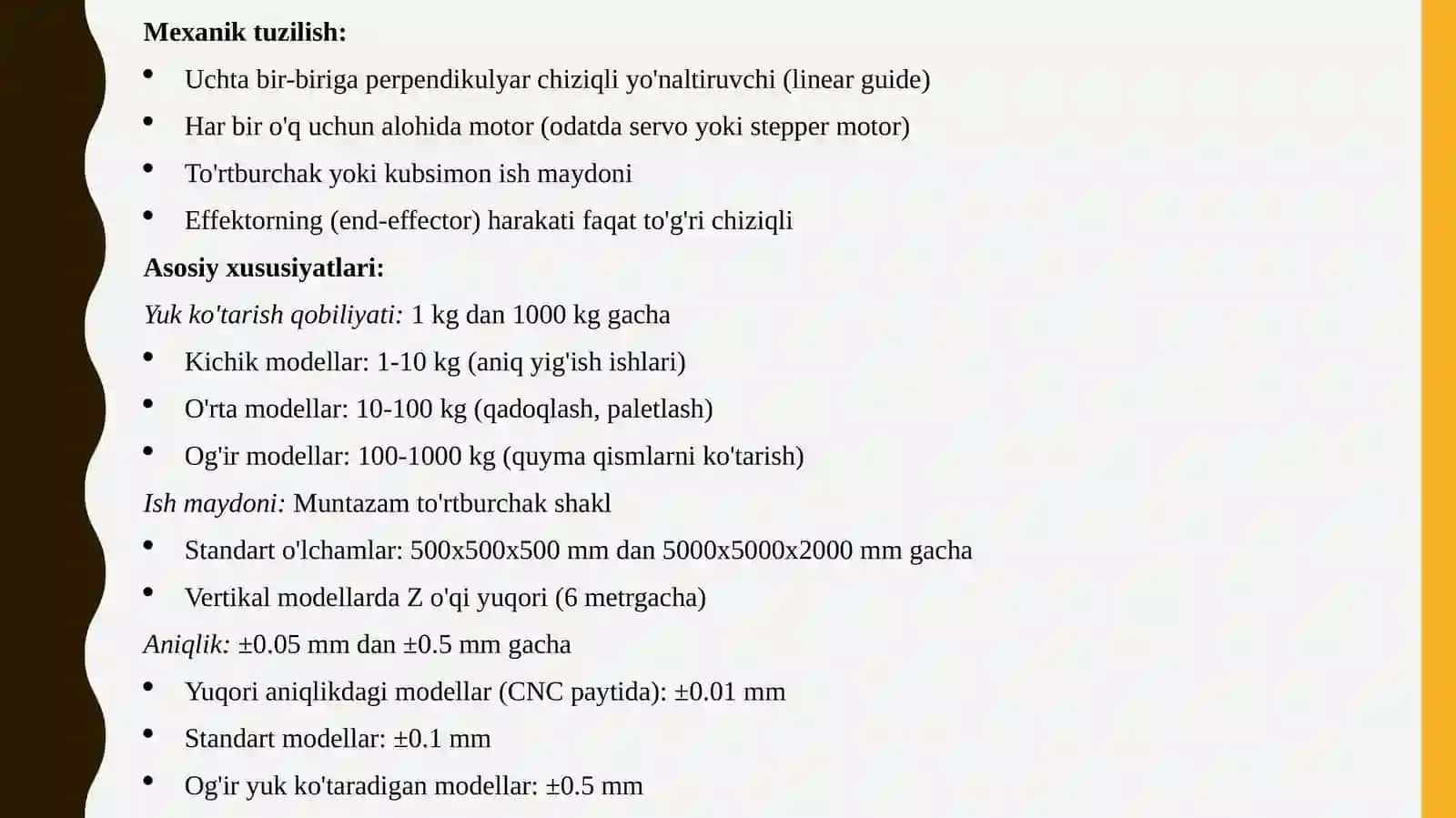 Sanoat Robotlarining Asosiy Xususiyatlari Bo'yicha Sinflanishi 4