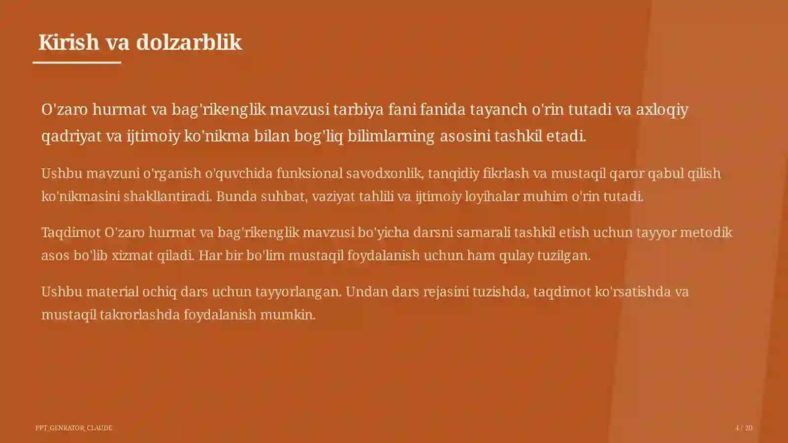 O'zaro hurmat va bag'rikenglik (7-sinf) 4