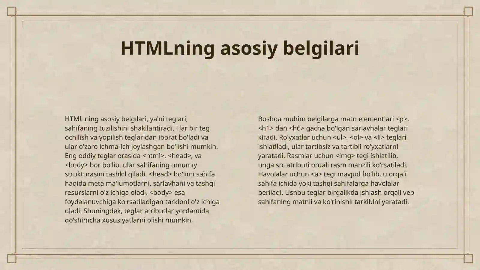 HTML TILIDA SAHIFA YARATISH 4
