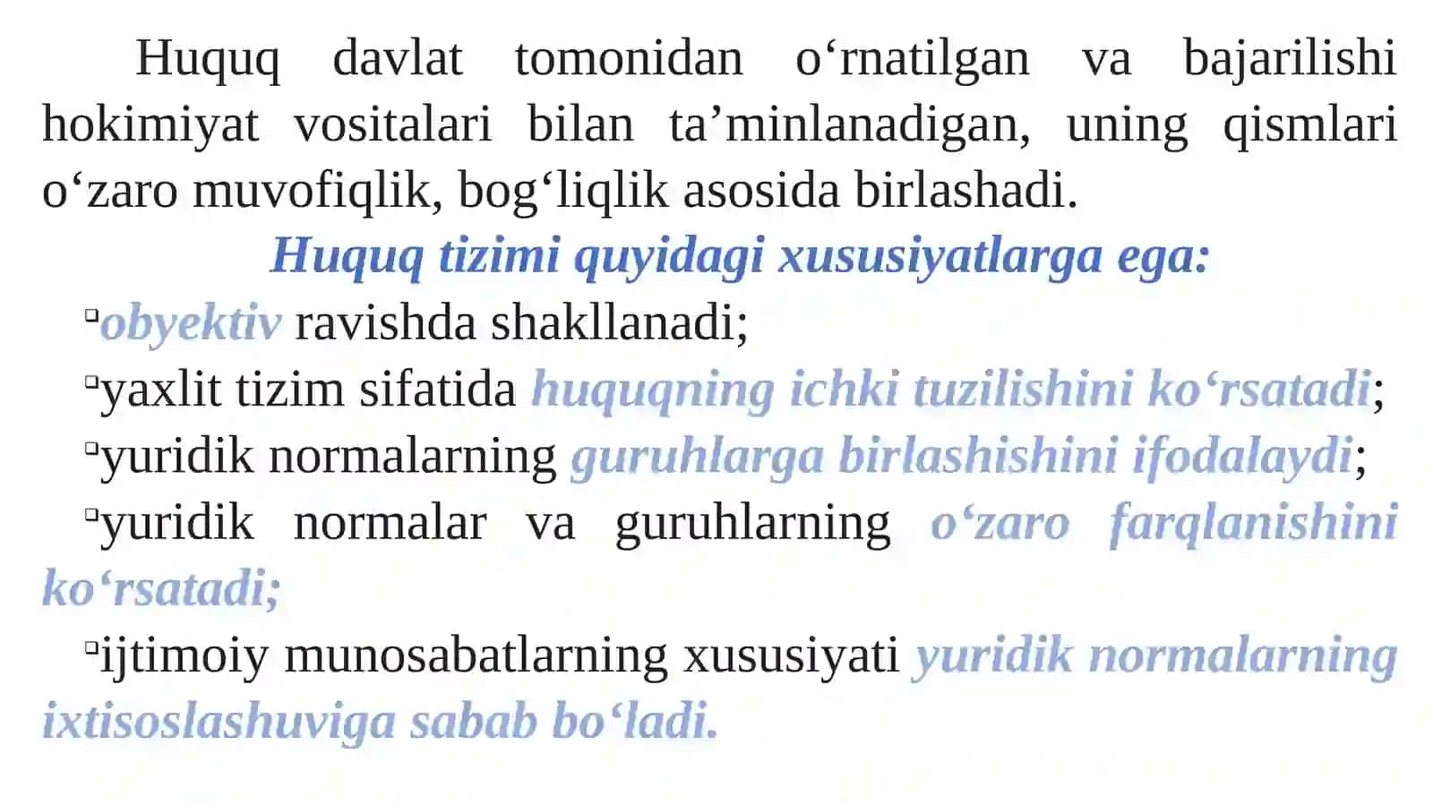 HUQUQ TIZIMI VA QONUNCHILIK TIZIMI. QONUNCHILIKNI TIZIMLASHTIRISH 4