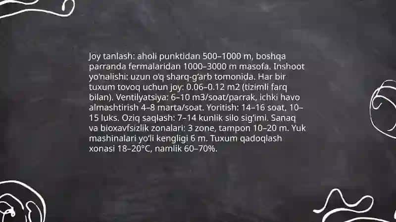 Sanoat asosida tuxum yetishtirish texnalogiyasi 4
