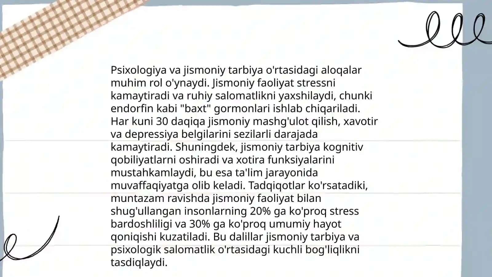 Jismoniy tarbiya metodikasining pedagogika, psixologiya va boshqa fanlar bilan bog'liqligi 4