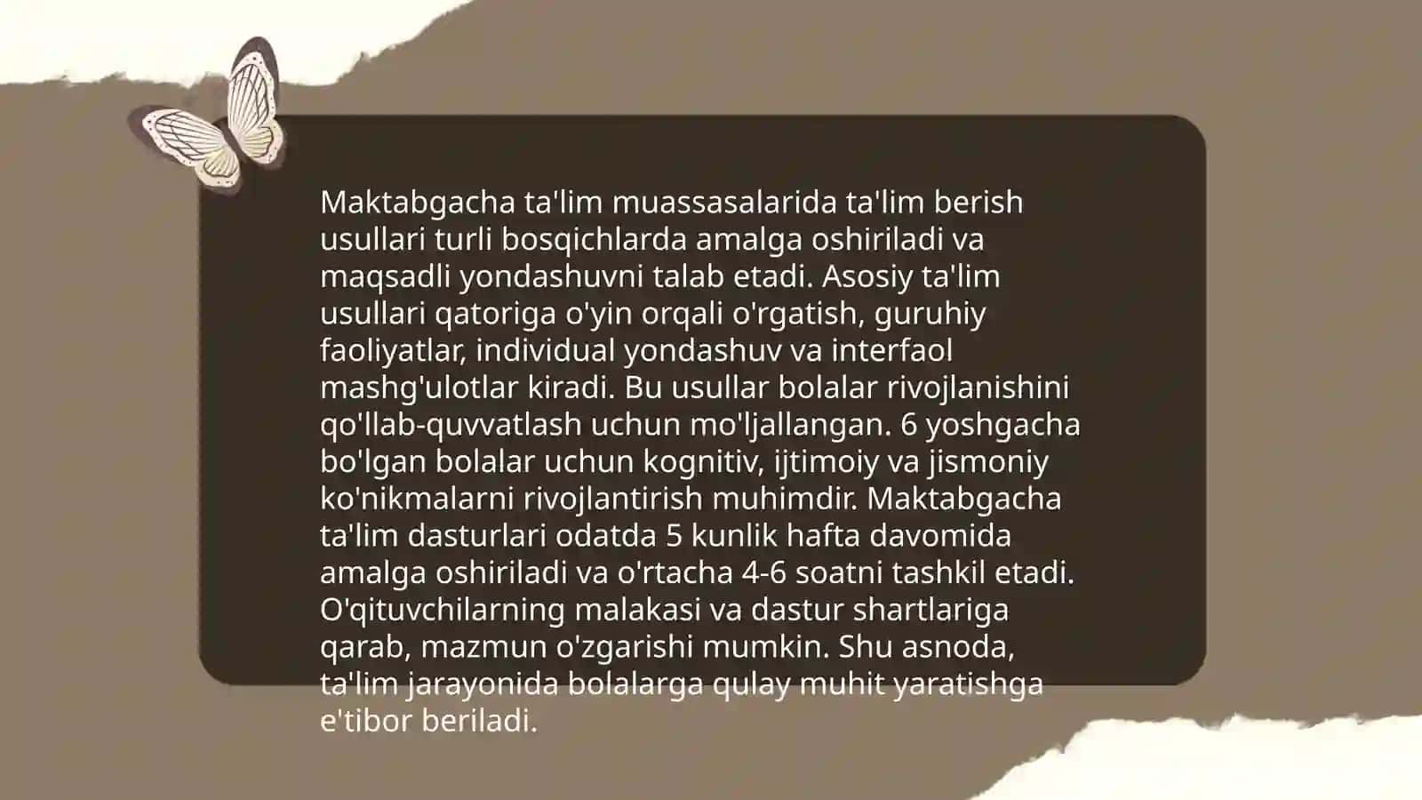 Oʻzbekiston Respublikasining ilk va maktabgacha yoshdagi bolalar rivojlanishiga qoʻyiladigan davlat talablari boʻyicha 4