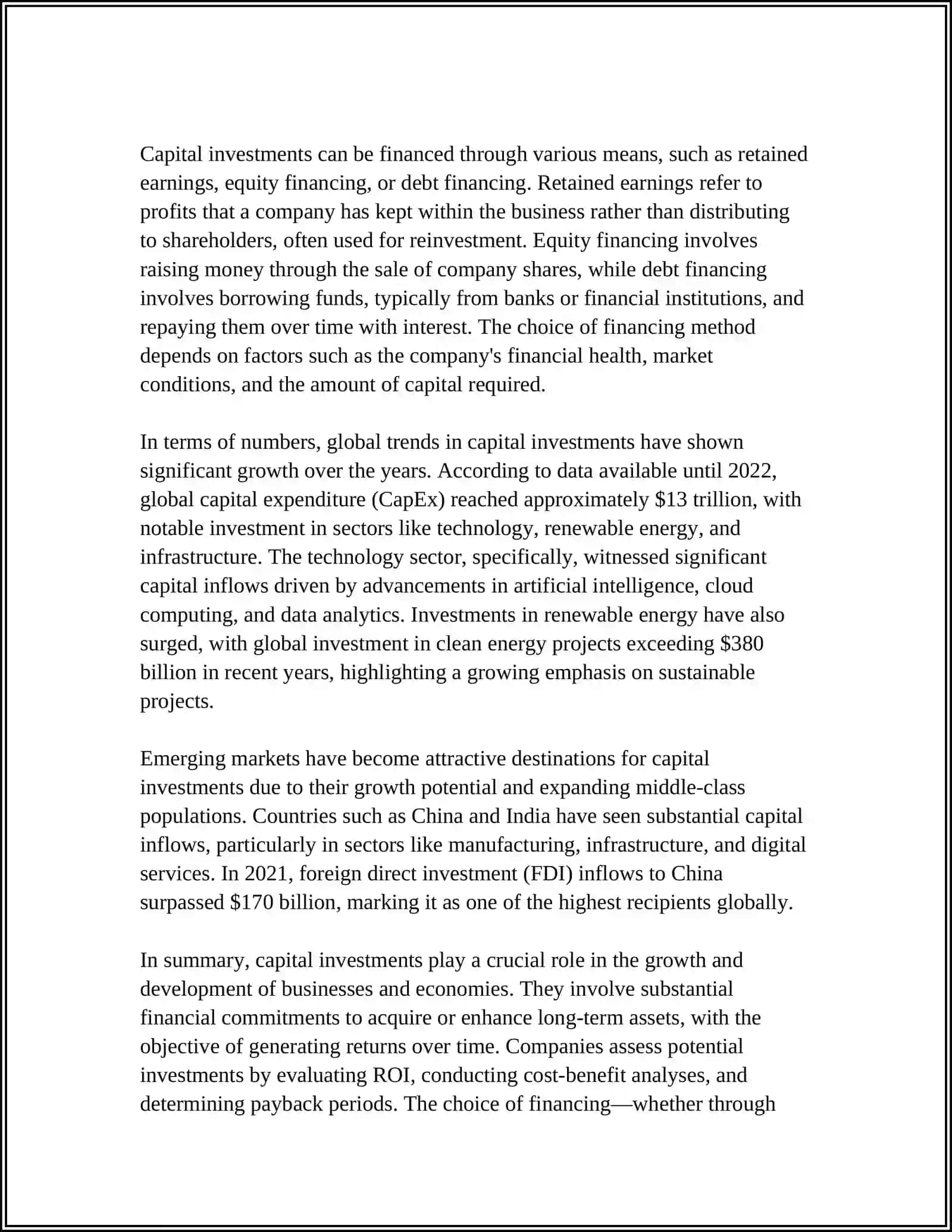 CAPITAL INVESTMENTS AND THE CAPITAL MARKET 4