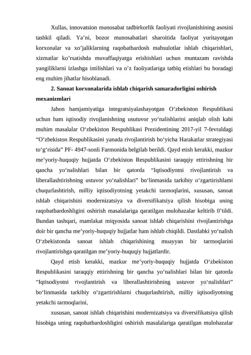 SANOAT ISHLAB CHIQARISHNING IQTISODIY VA IJTIMOIY SAMARADORLIGI 4