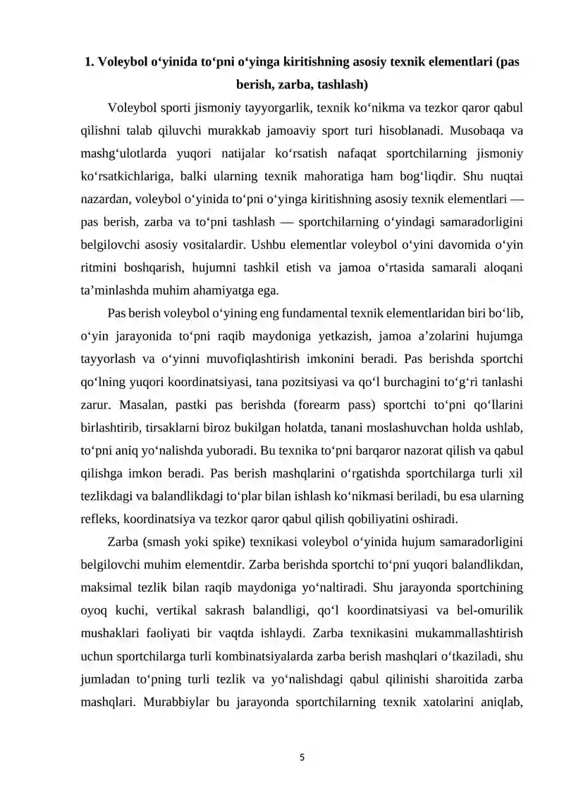 Voleybol o‘yinida to‘pni boshqarish (to‘pni o‘yinga kiritish, to‘pni qabul qilish) texnikasini o‘rgatish 4