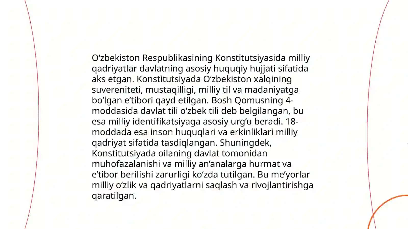 Konstitutsiyada jahonkonstitutsiyaviy rivojlanishtajribalari hamda milliyqadriyatlarning aks etishi 4
