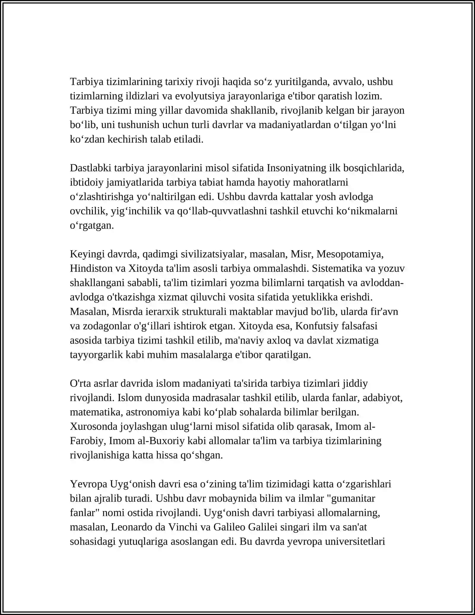 TARBIYA FANINI UZIGA XOSLIKLARINI QIYOSIY TAHLIL QILISH 4
