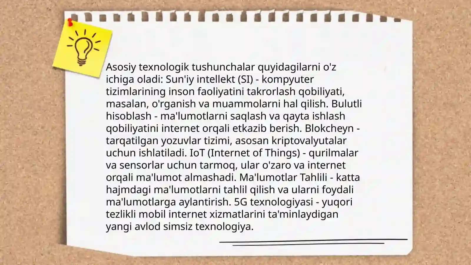 Texnologiya darslariga qanday umumiy talablar qoʻyiladi 4