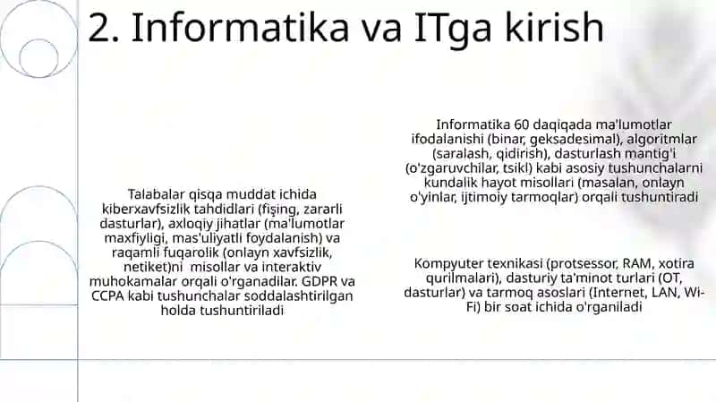 Informatika va ATlari fanidan bir soatlik to'garak mashg'uloti uchun dars ishlanmasi 4