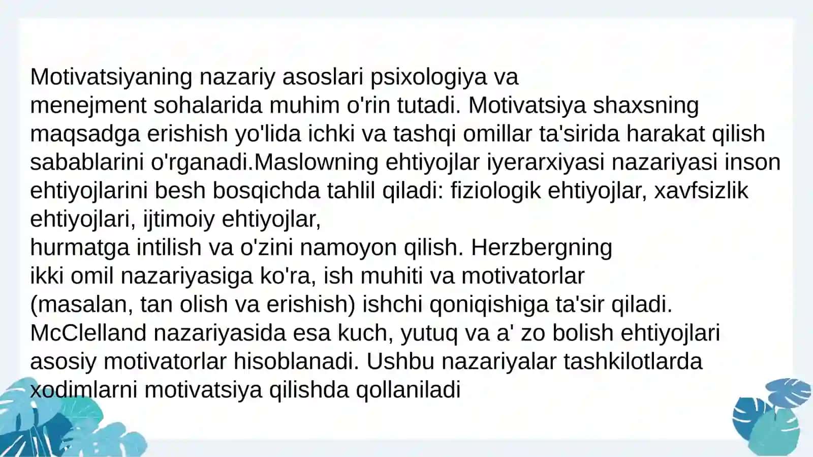 Horijiy psixologiyada motiv va motivatsiya muammosi 4