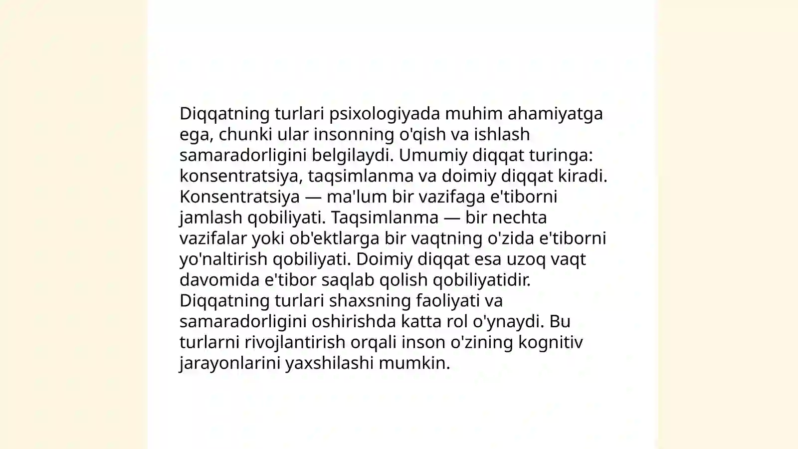 Diqqat haqida tushuncha va uning nerv-fiziologik hususiyatlari 4