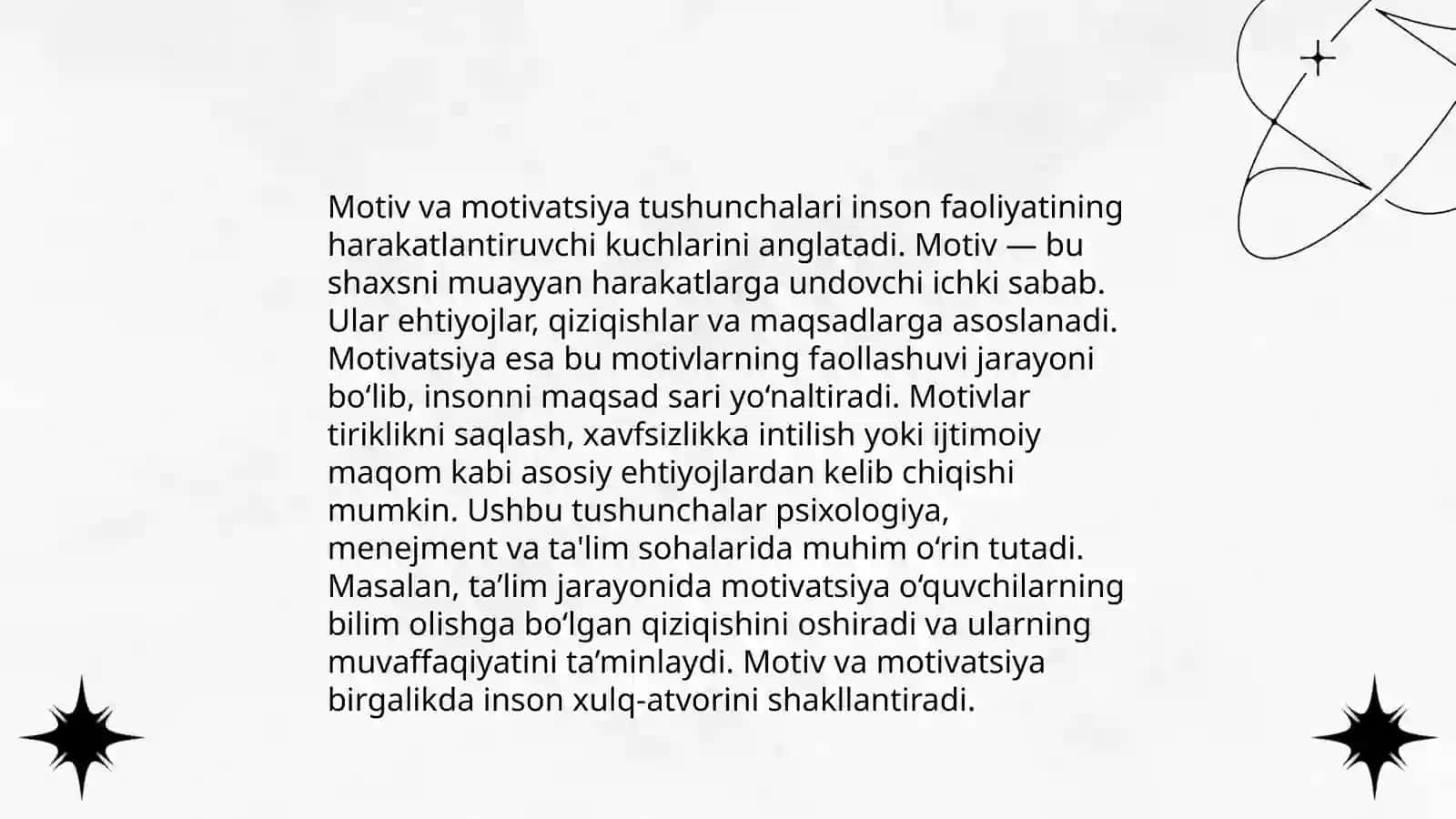 Xorij psixologiyasida motiv va motivatsiya muomosi 4