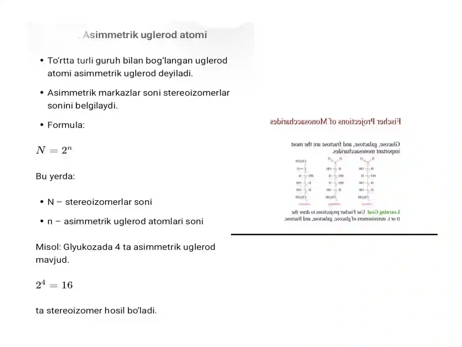 Monosaxaridlarning stereoizomeriyasi 4