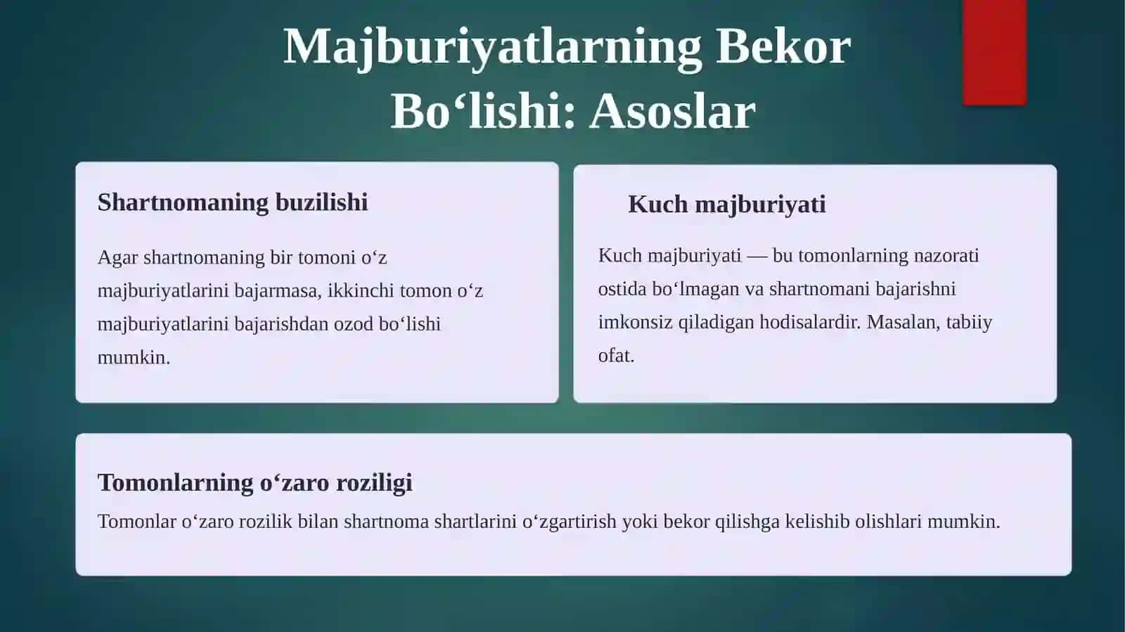 Majburiyatlarning bekor boʻlishi 4