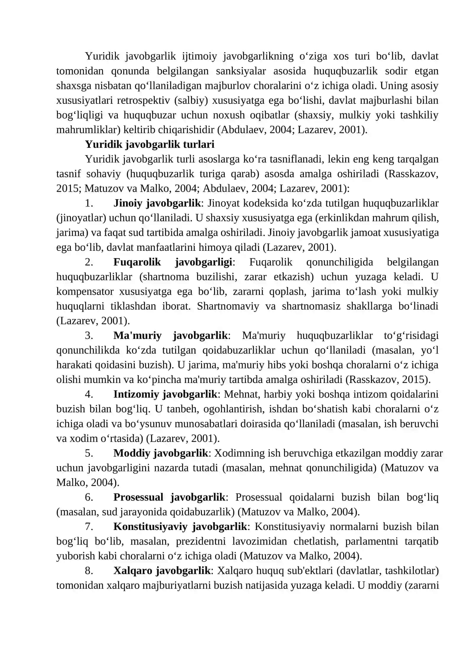 Yuridik javobgarlikning tushunchasi va uning xususiyatlari 4