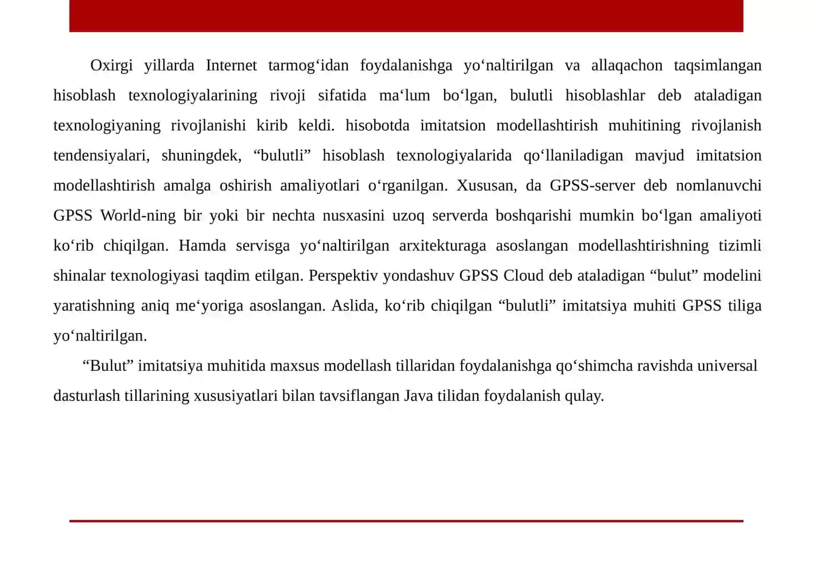 Imitatsion modellashtirish uchun JAVA tilida 4