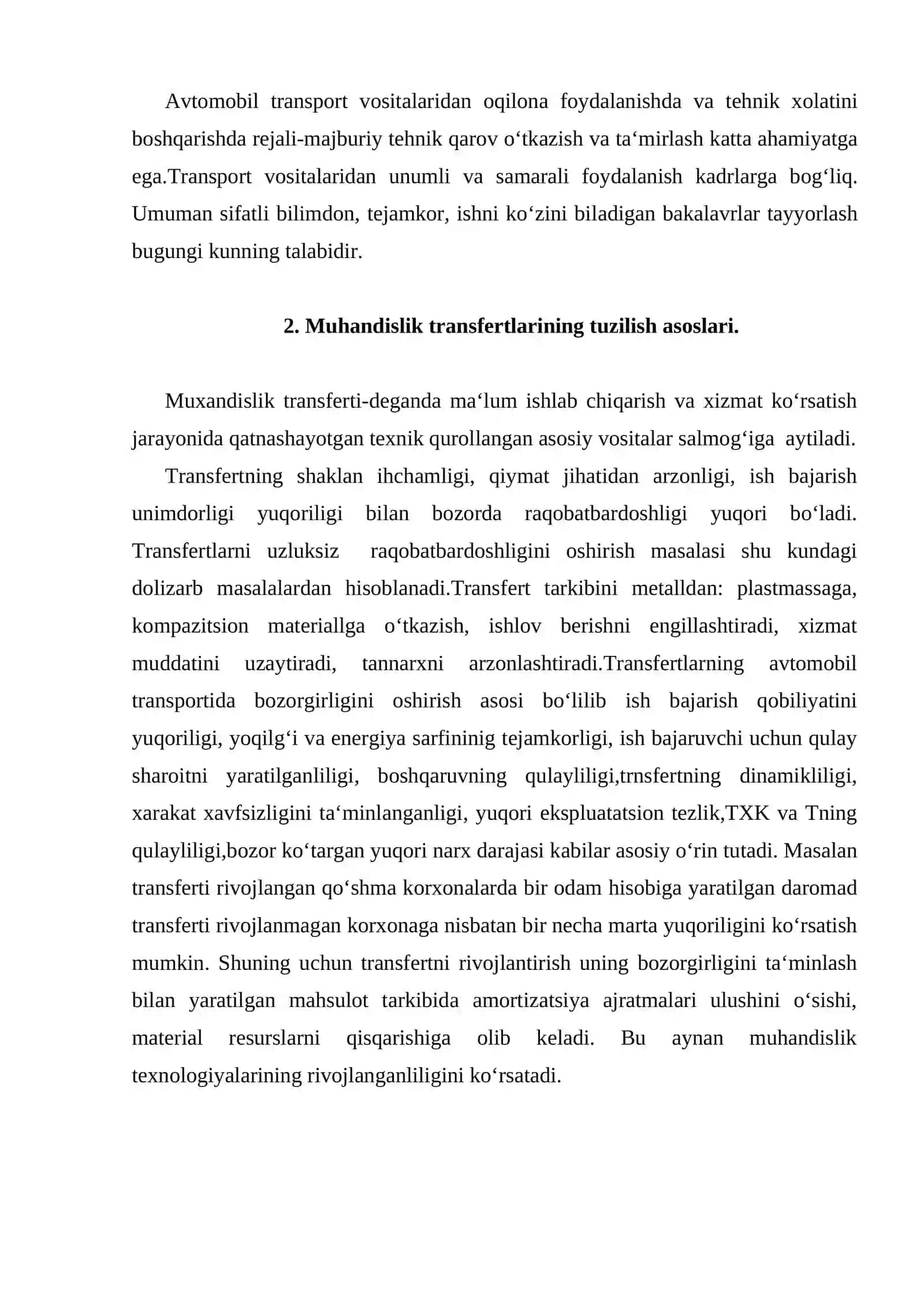 Muhandislik faoliyati va uning transfertiga qo`yilgan talablar 4