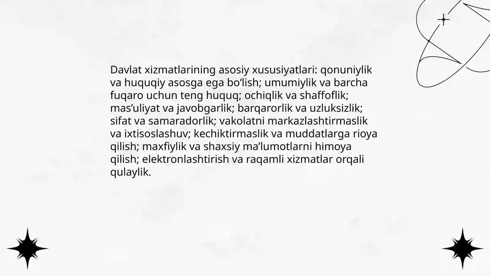 Davlat xizmatlarining o’ziga xoshususiyatlari va tushunchasi 4