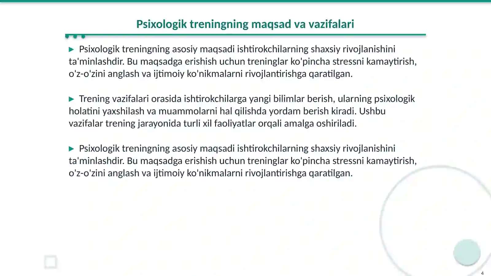 Psixologik trening xaqida umumiy tushuncha 4