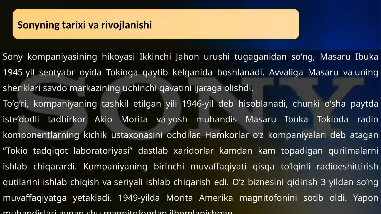 SONY KOMPANIYASI HAQIDA 4