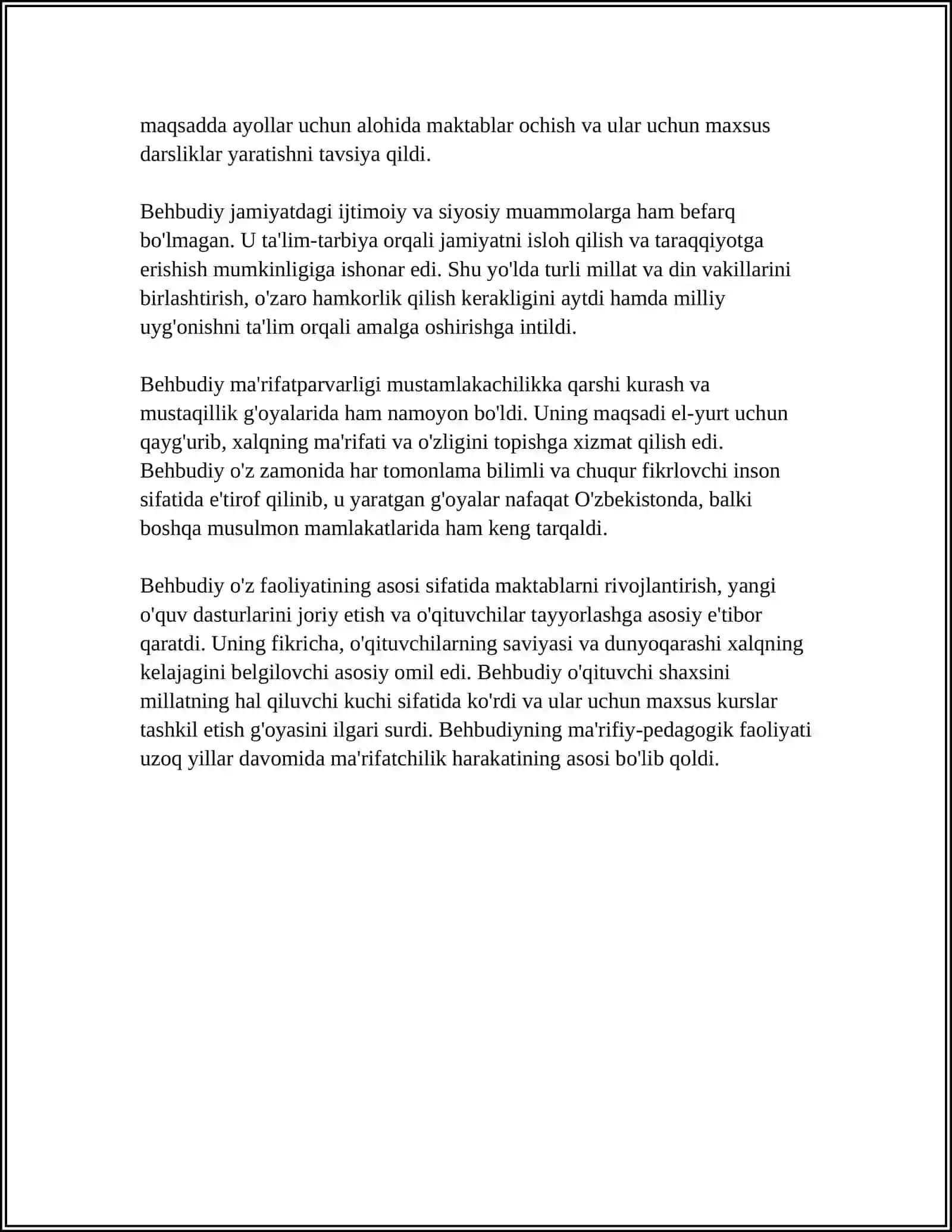 MAHMUDXOʻJA BEHBUDIYNING MAʼRIFIY-PEDAGOGIK FAOLIYATI 4