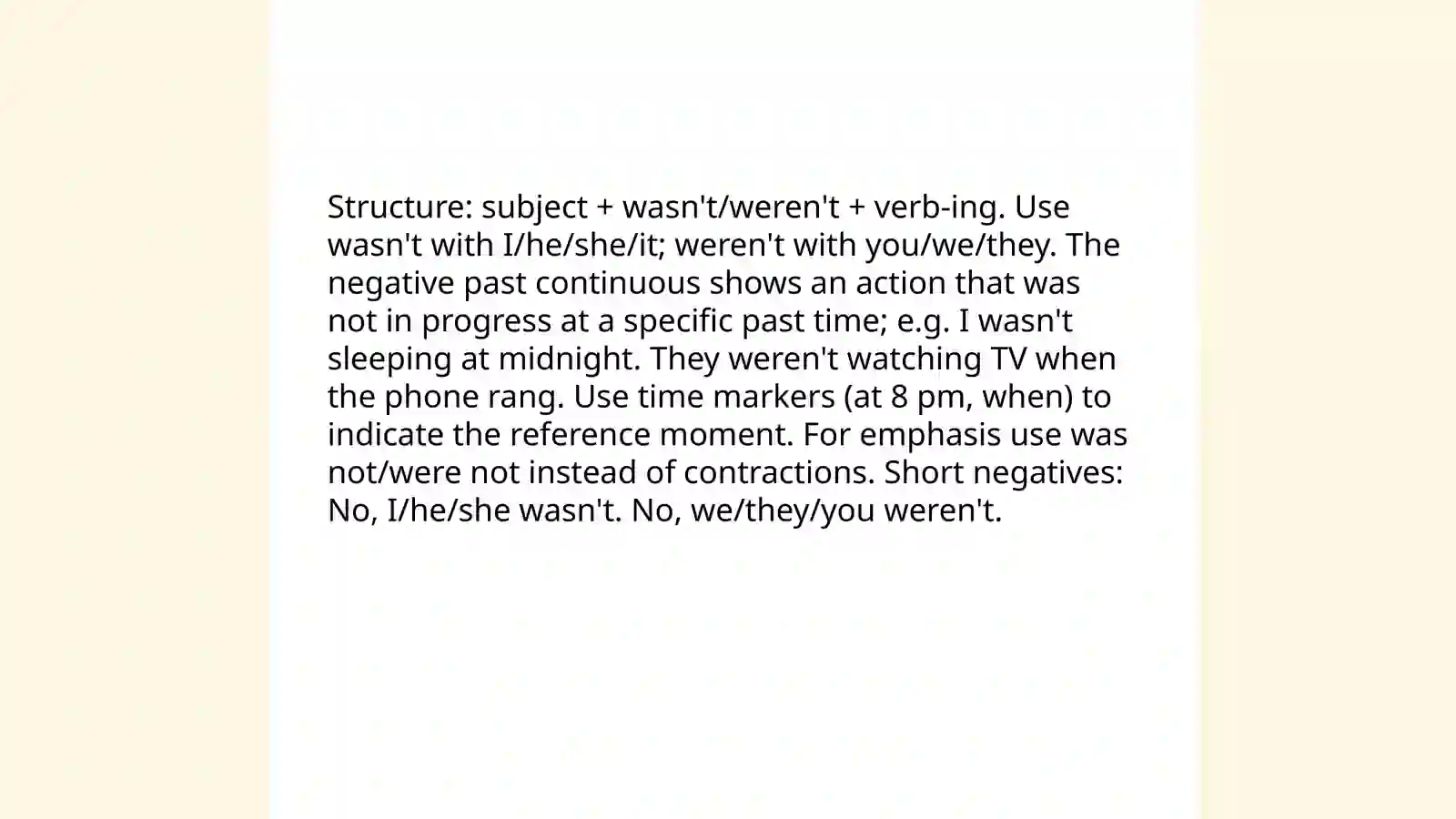 Past continuous tense 4