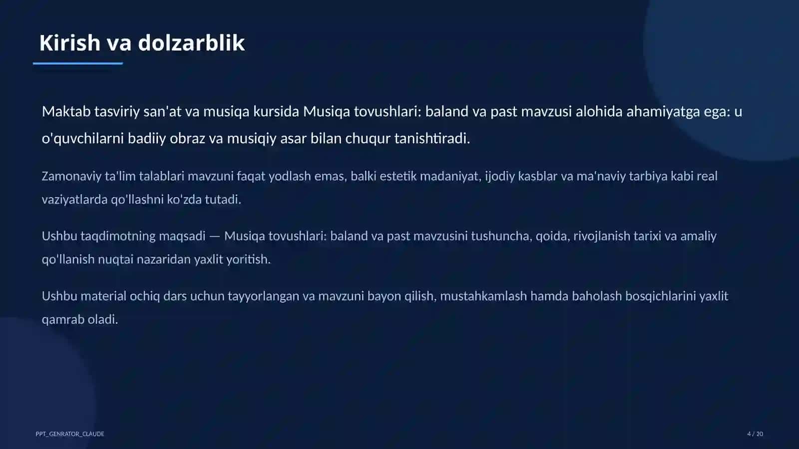 Musiqa tovushlari: baland va past (1-sinf) 4