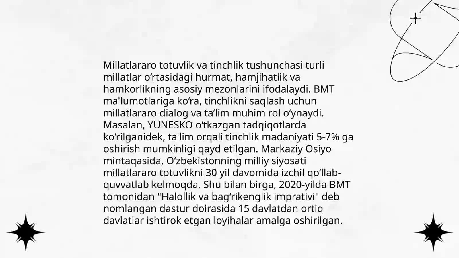 Osmonimiz musaffo boʻlsin tinchlik millatlararo totuvlik 4