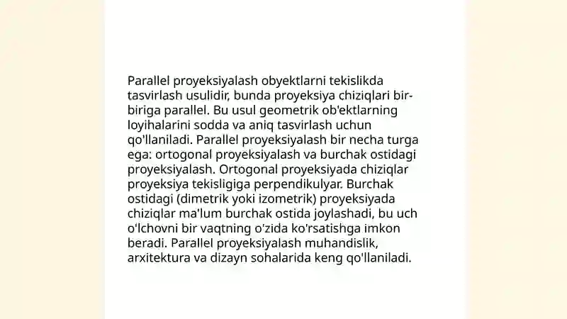 Fazoda parallel proyeksiyalash 4