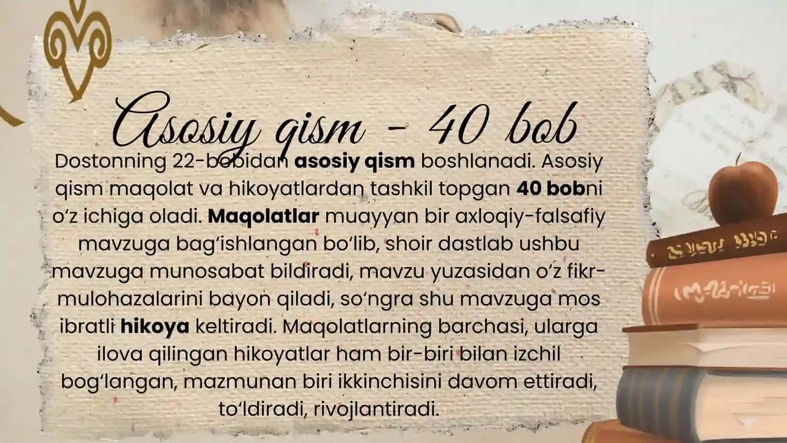 "Hayrat ul-abror" dostonidagi hikoyatlar tahlili mavzusida taqdimot 4