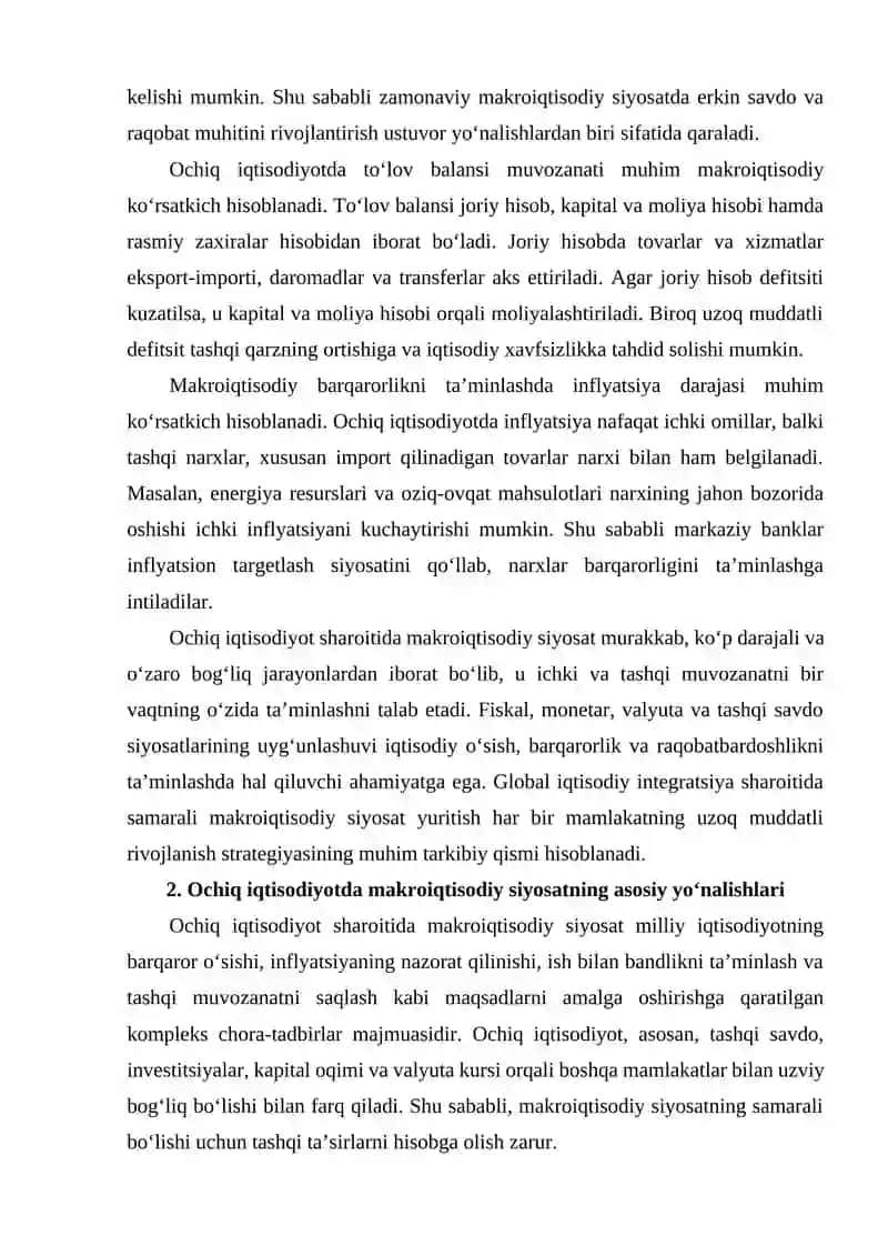 Ochiq iqtisodiyot sharoitida makroiqtisodiy siyosati 4