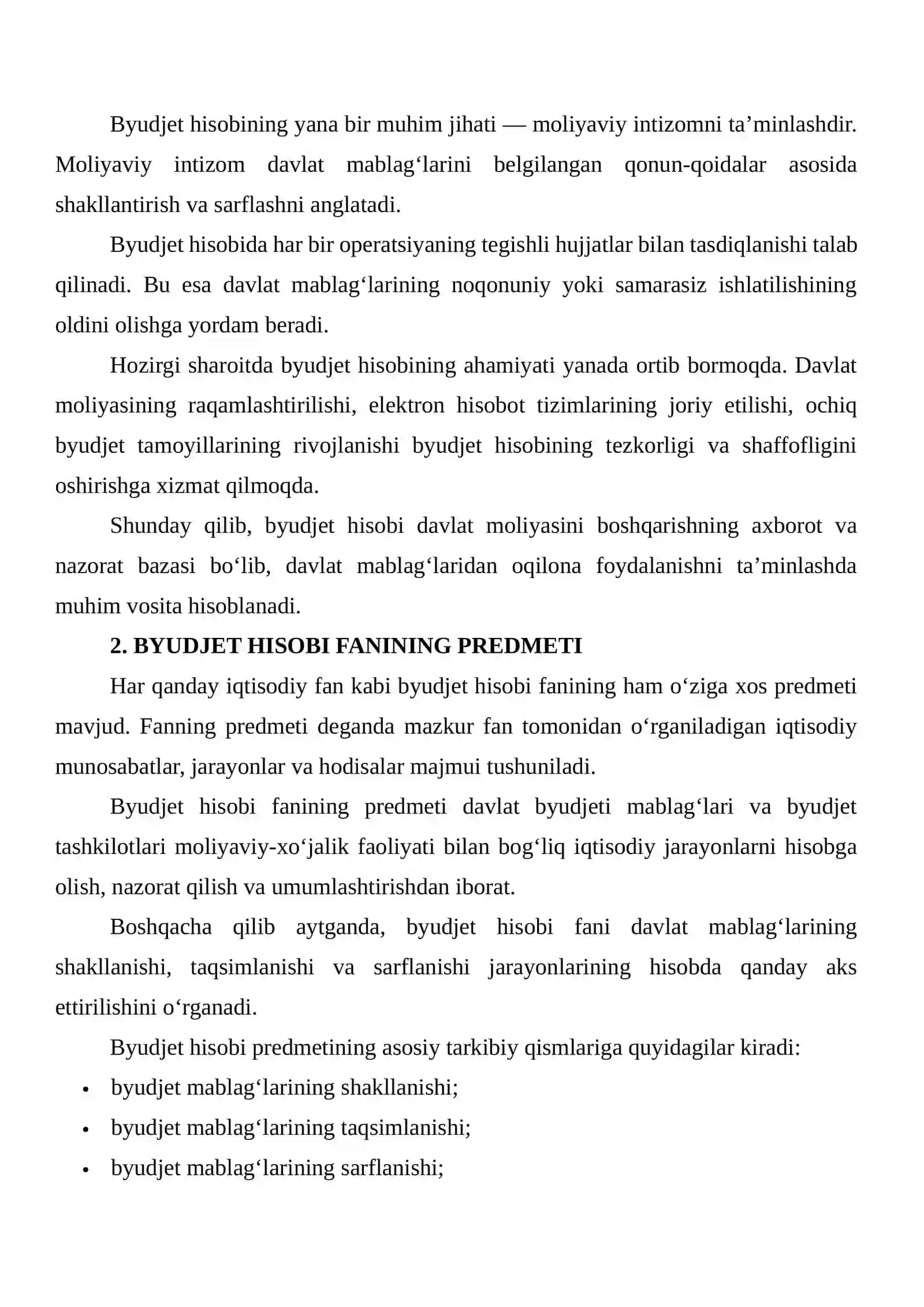 BYUDJET HISOBI FANINING PREDMETI, OBYEKTI VA VAZIFALARI 4