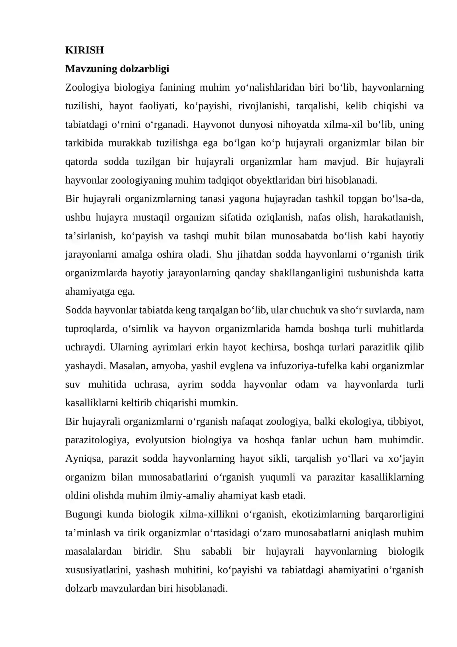 Bir hujayrali hayvonlar — sodda hayvonlar 4