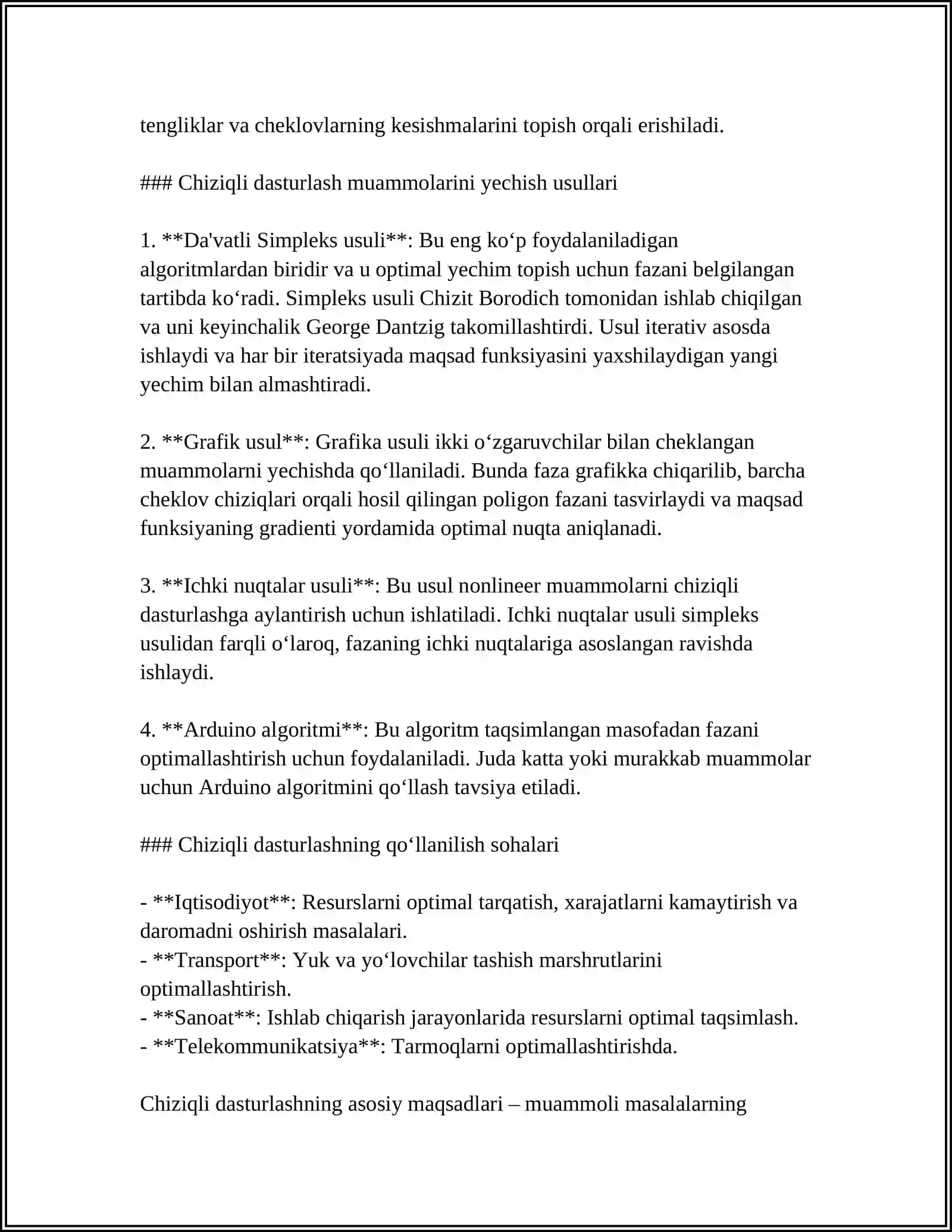 CHIZIQLI PROGRAMMALASHTIRISH MASALASI GRAFIK USULI 4