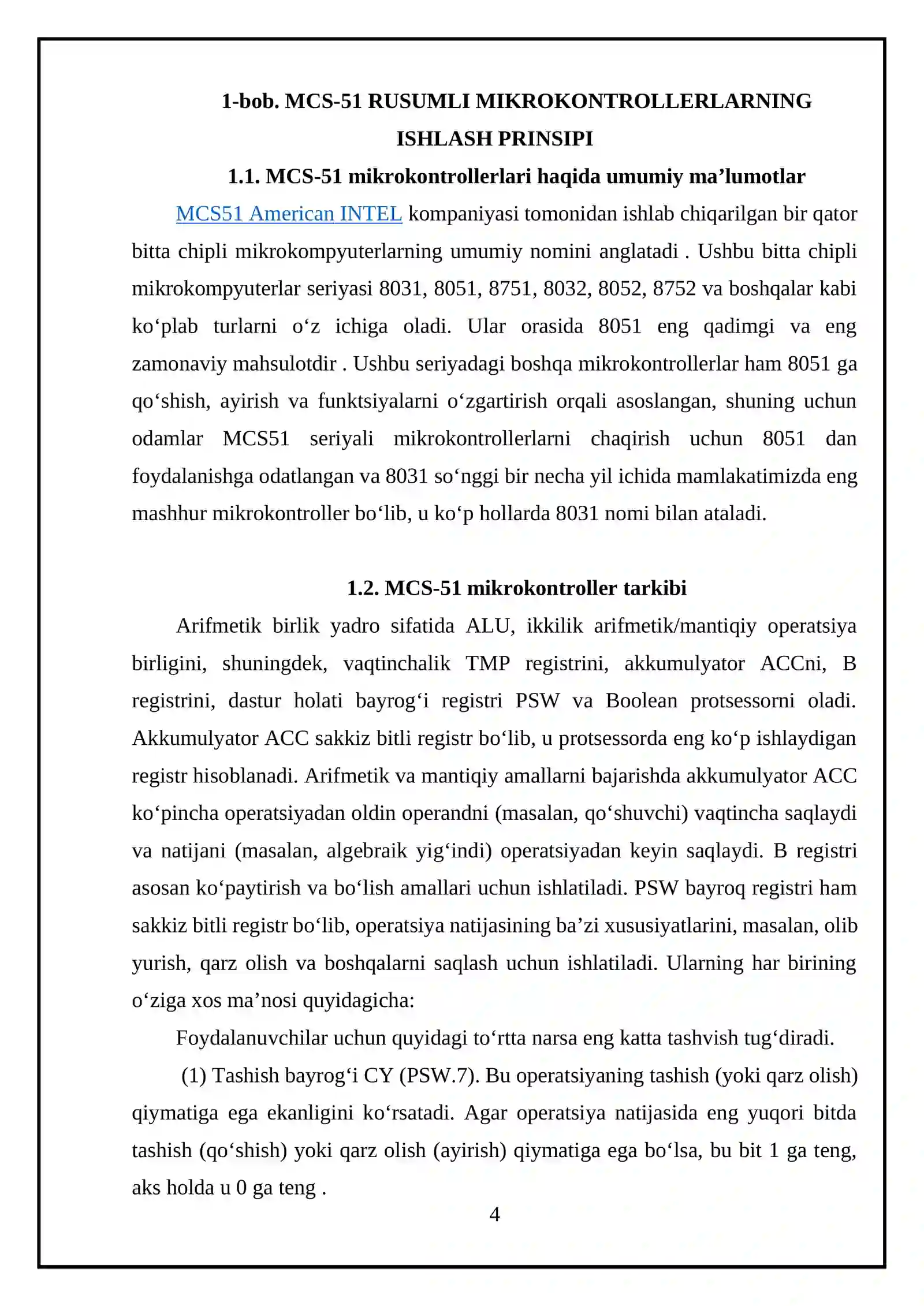 MCS-51 rusumli mikrokontrollerlarning ishlash prinsipi 4