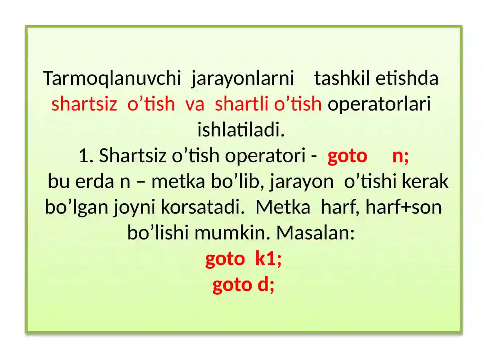 If  va  if … else  operatori.?..Shart  amal 4