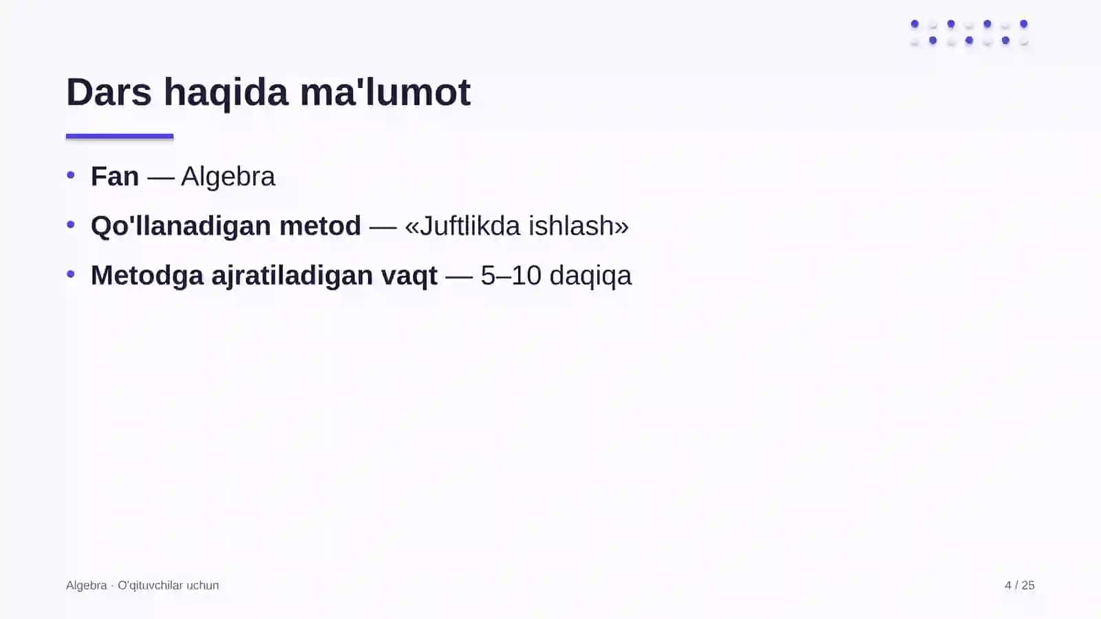 algebra darslarida juftlikda ishlash metodidan foydalanish 2298 4