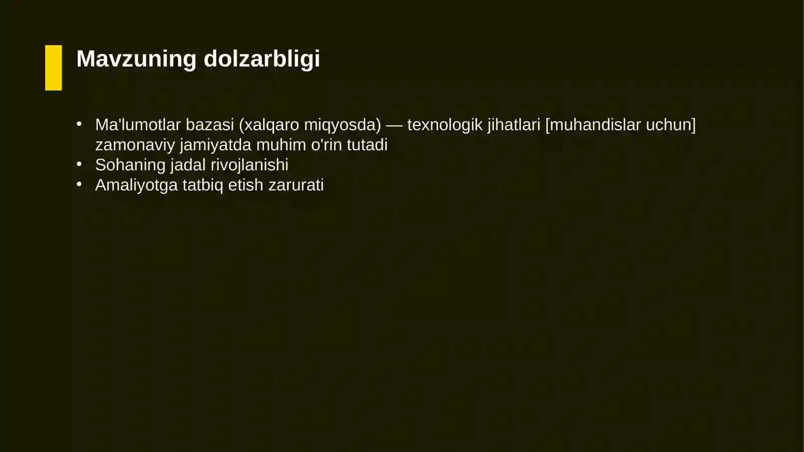 Ma'lumotlar bazasi (xalqaro miqyosda) — texnologik jihatlari [muhandislar uchun] 4