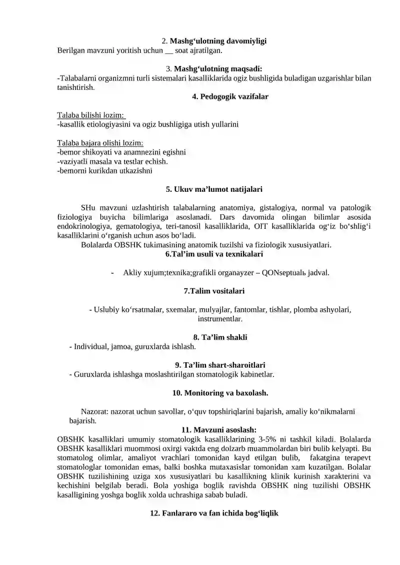 Bolalarda lab kasalliklari (atipik, ekzematoz, angulyar xeylitlar), ularning klinik belgilari, tashxisi, davosi. Og'iz bo'shlig'i shilliq pardasi kasalliklari profilaktikasi 4