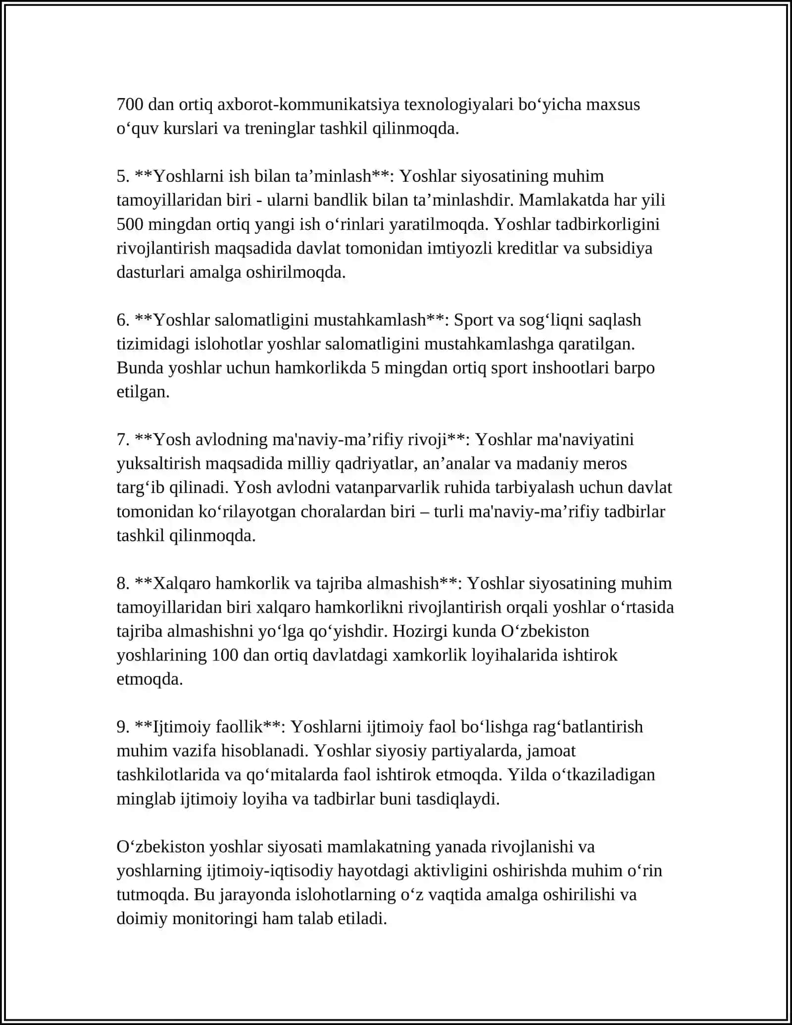 ÒZBEKISTONDA YOSHLARGA OID DAVLAT SIYOSATI VA UNING MAZMUN-MOHIYATI 4