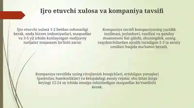 Biznesning rejasi va tarkibiy tuzilmasi 4