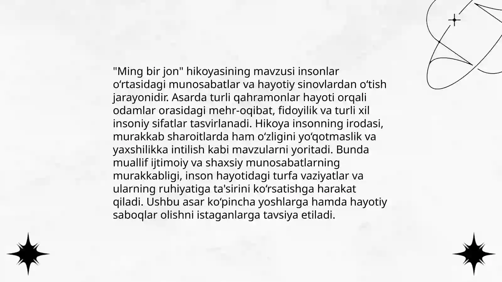 Abdulla Qahhorning "Ming bir jon " hikoyasi uslubiy tahlili 4