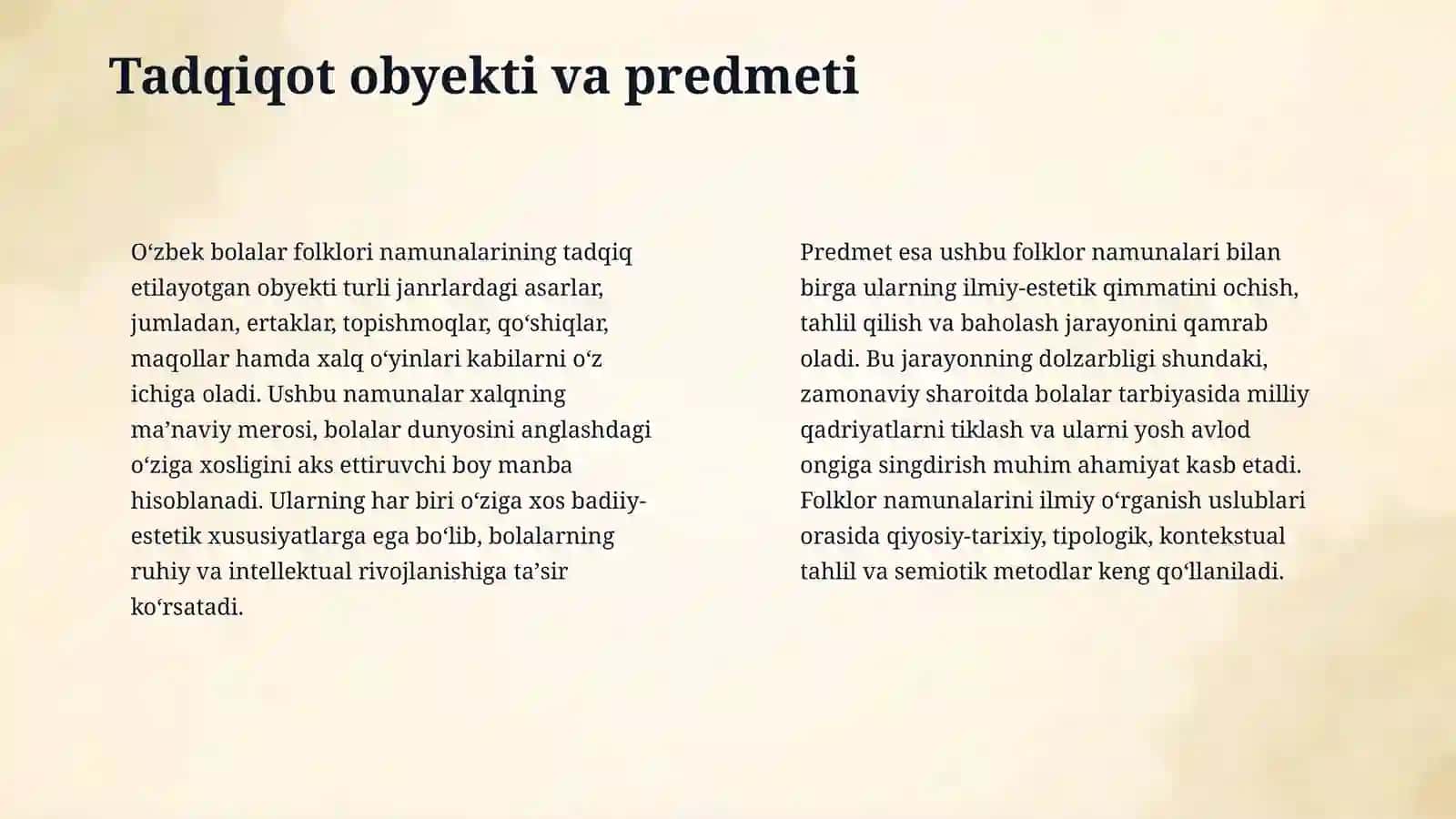 Ozbek bolalar folklori namunalarini toplash, nashr etish va ilmiy-estetik qimmatini  organish 4