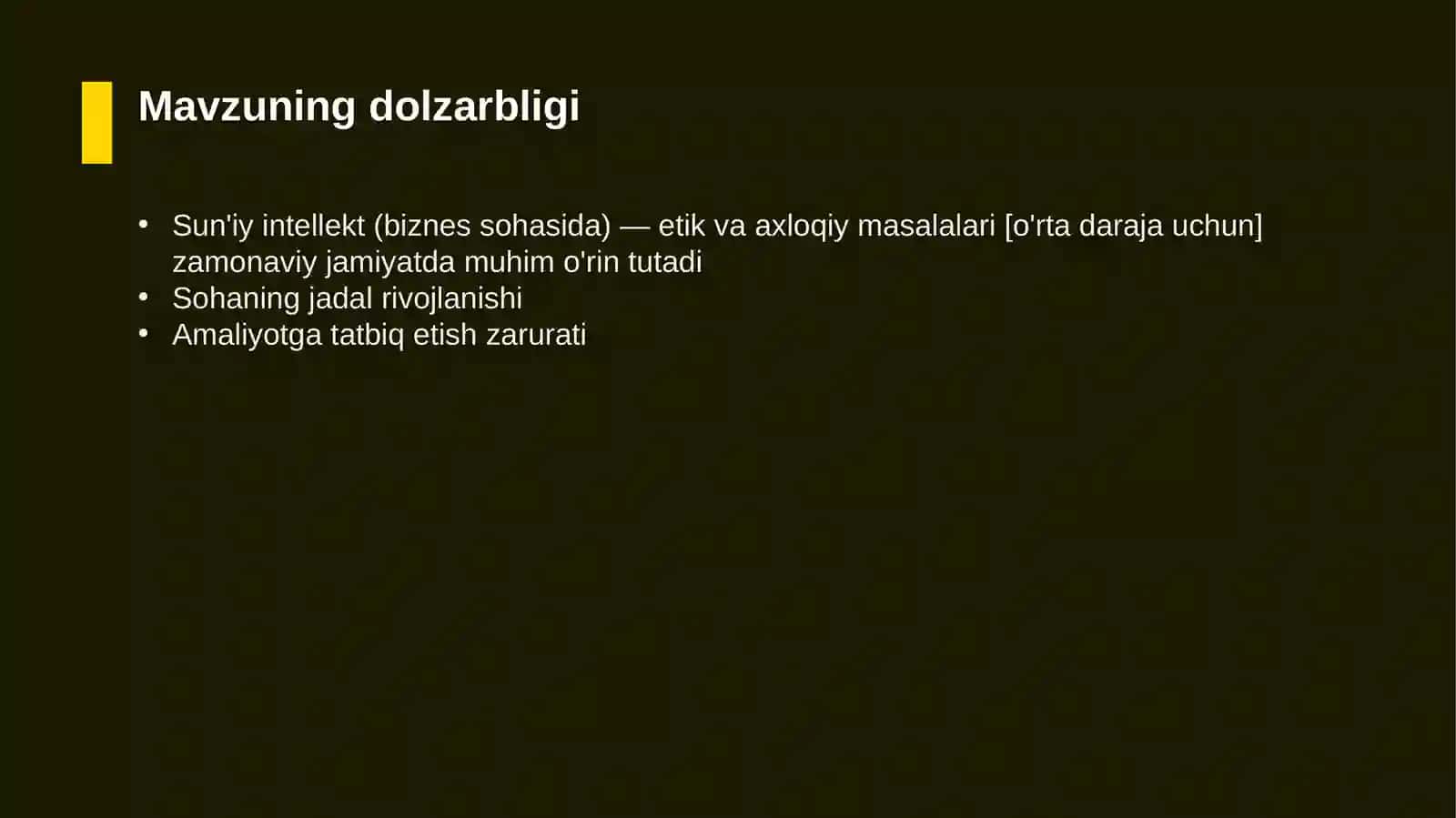 Sun'iy intellekt (biznes sohasida) — etik va axloqiy masalalari [o'rta daraja uchun] 4